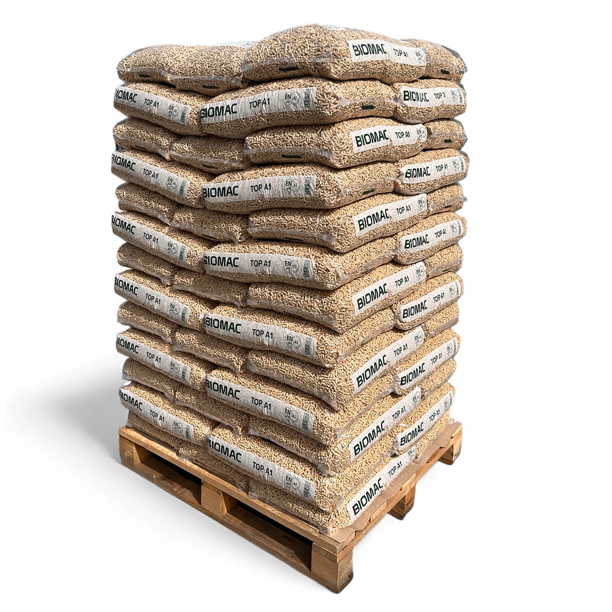 BIOMAC Holzpellets A1 – Palette (65 × 15 kg)