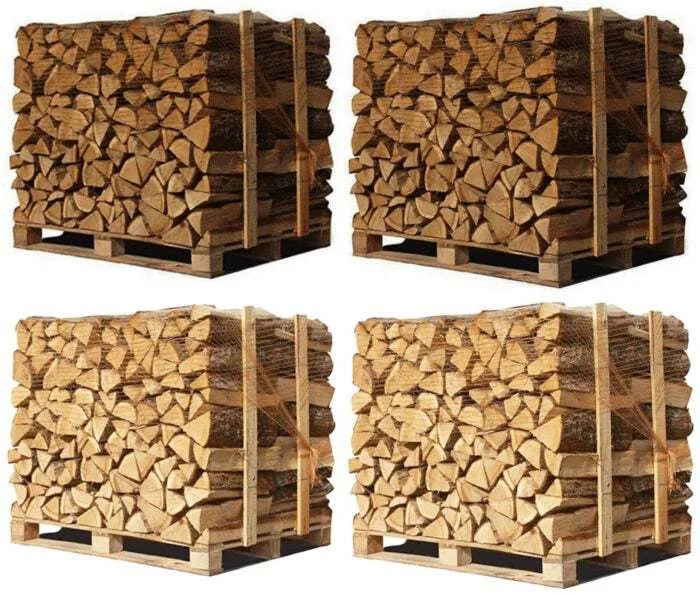 Gemischtes Brennholz – 4 Paletten mit 33 cm langen Scheiten (6 Ster / 4,8 m³)