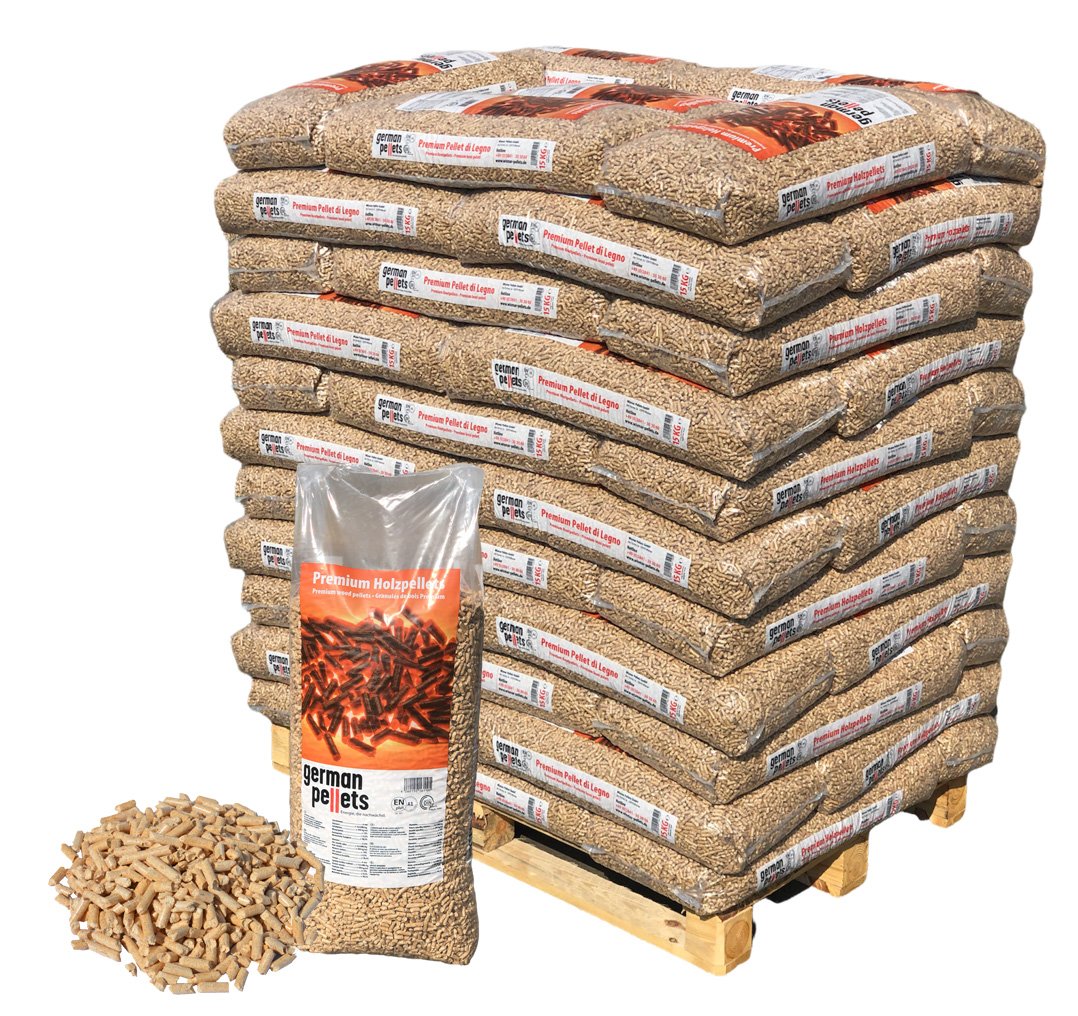 deutsche pellets – palette mit 66 säcken à 15 kg